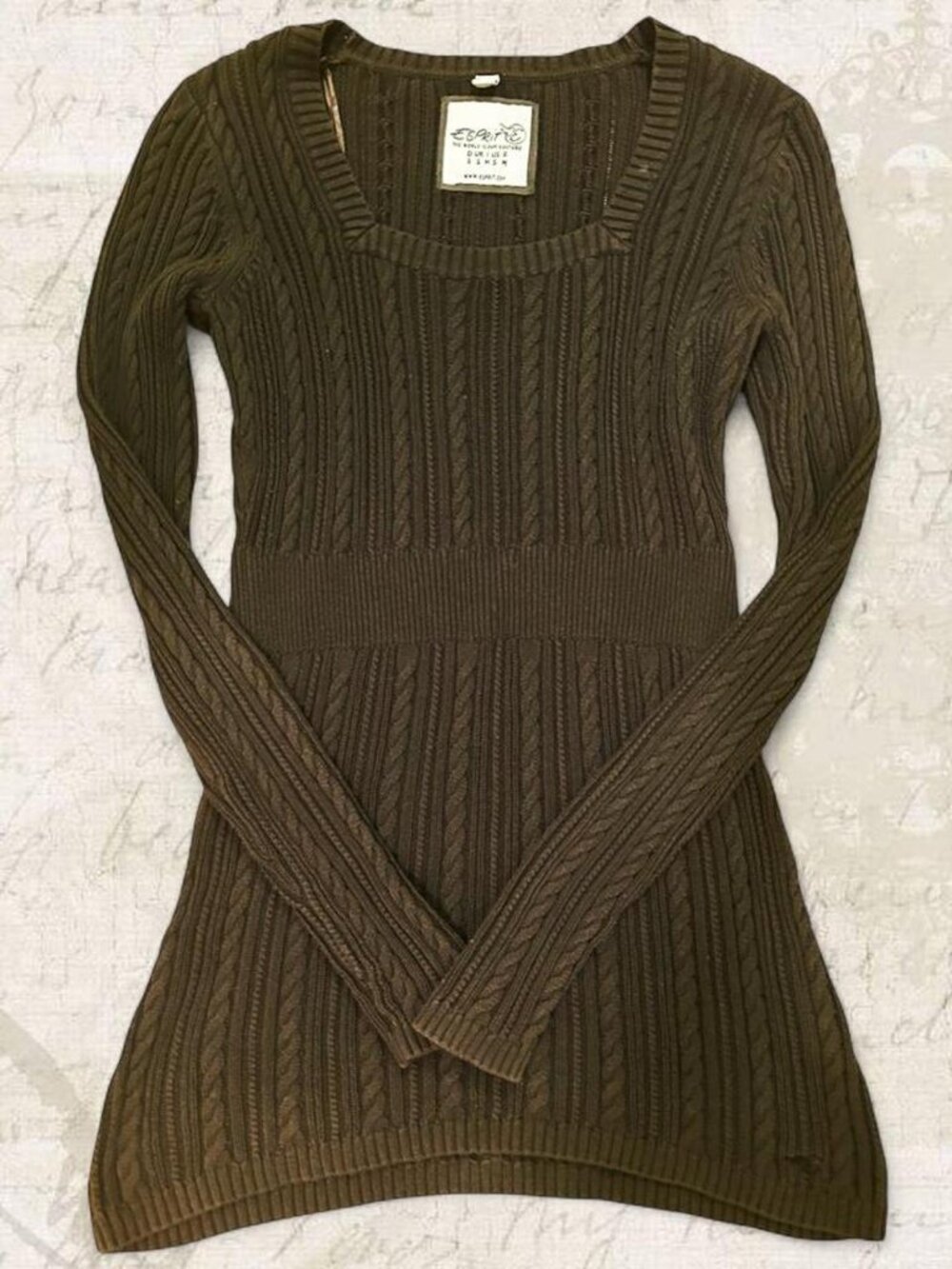 Y2K Esprit brown long sleeve babydoll top.